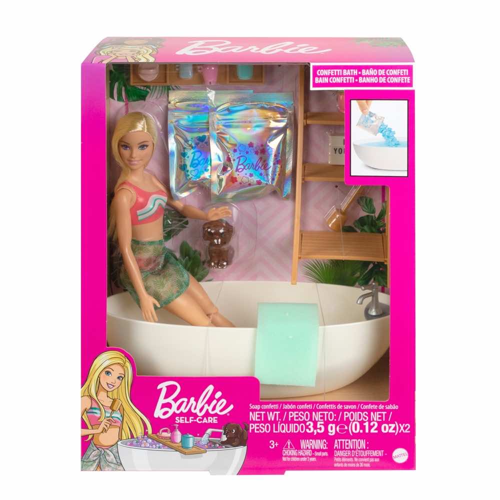 Barbie Self Care Soap Confetti Bath Playset Blonde HKT92