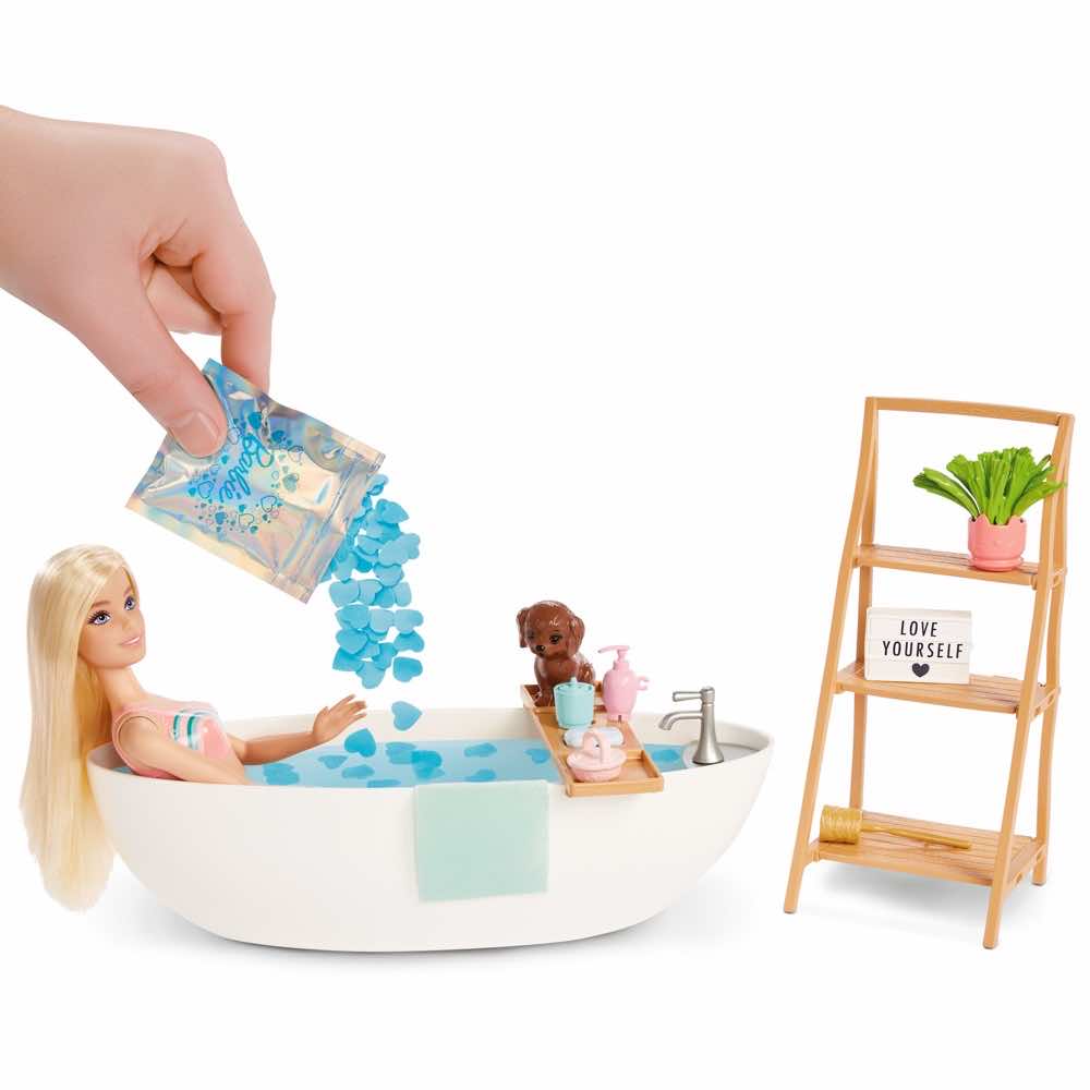 Barbie Self Care Soap Confetti Bath Playset Blonde HKT92 - Image 4