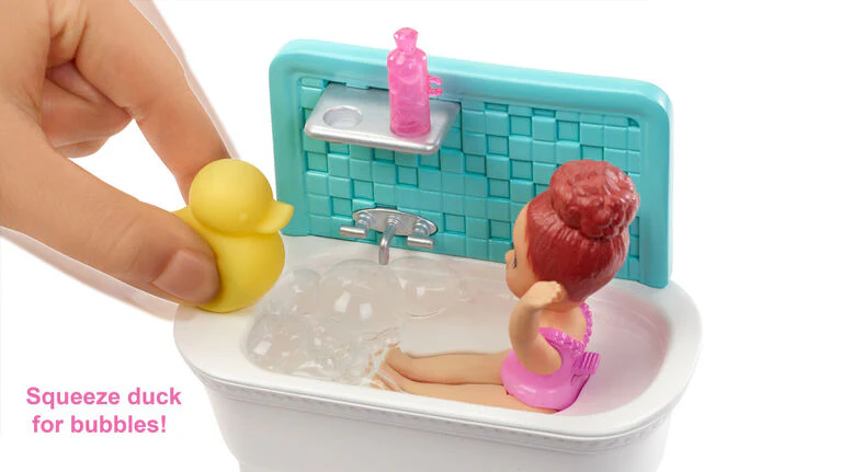 Barbie Skipper Babysitters Bathtime Playset Brunette FHY97 - Image 4