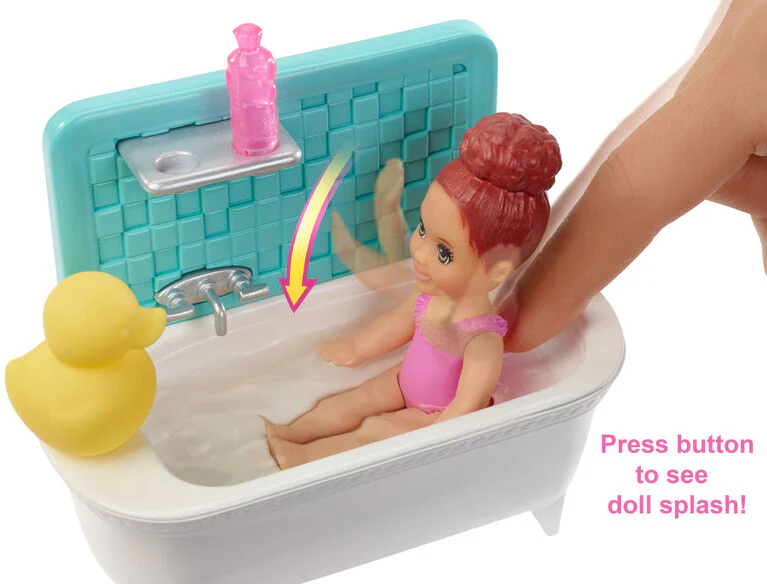 Barbie Skipper Babysitters Bathtime Playset Brunette FHY97 - Image 5