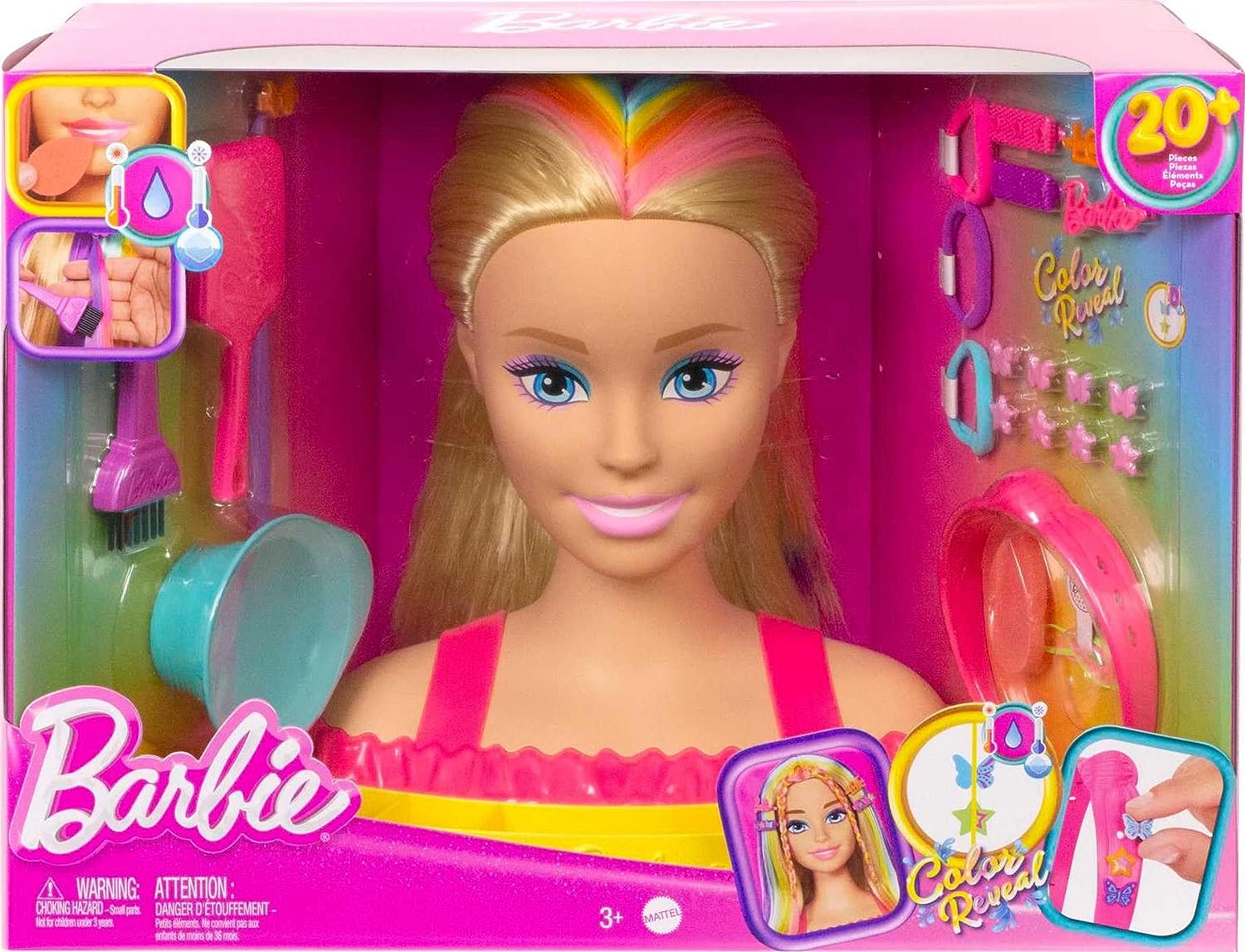Barbie Totally Hair Neon Rainbow Deluxe Styling Head HMD78 - Image 6