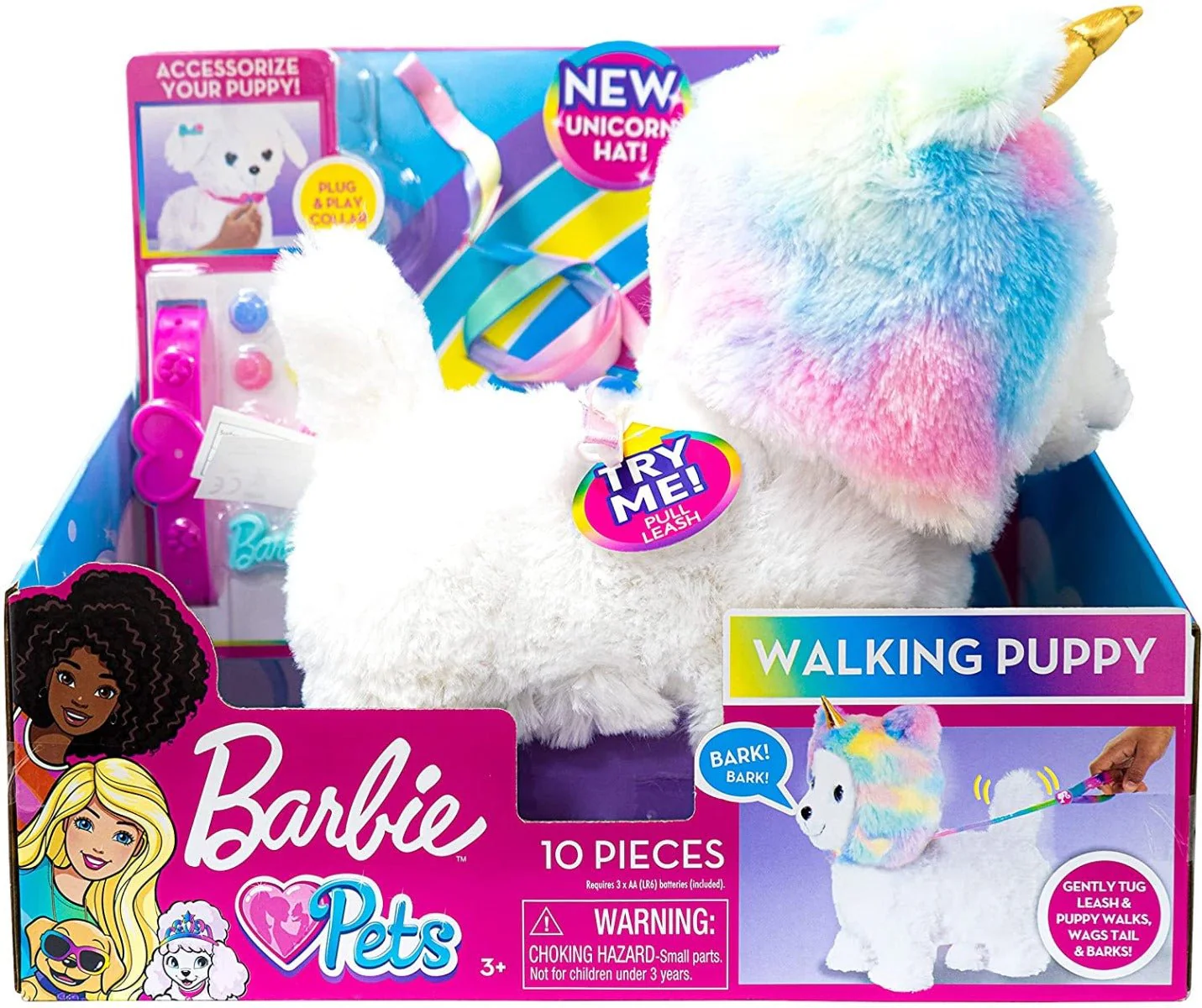 Barbie Walk & Wag Puppy Unicorn Fashion Doll JP63260
