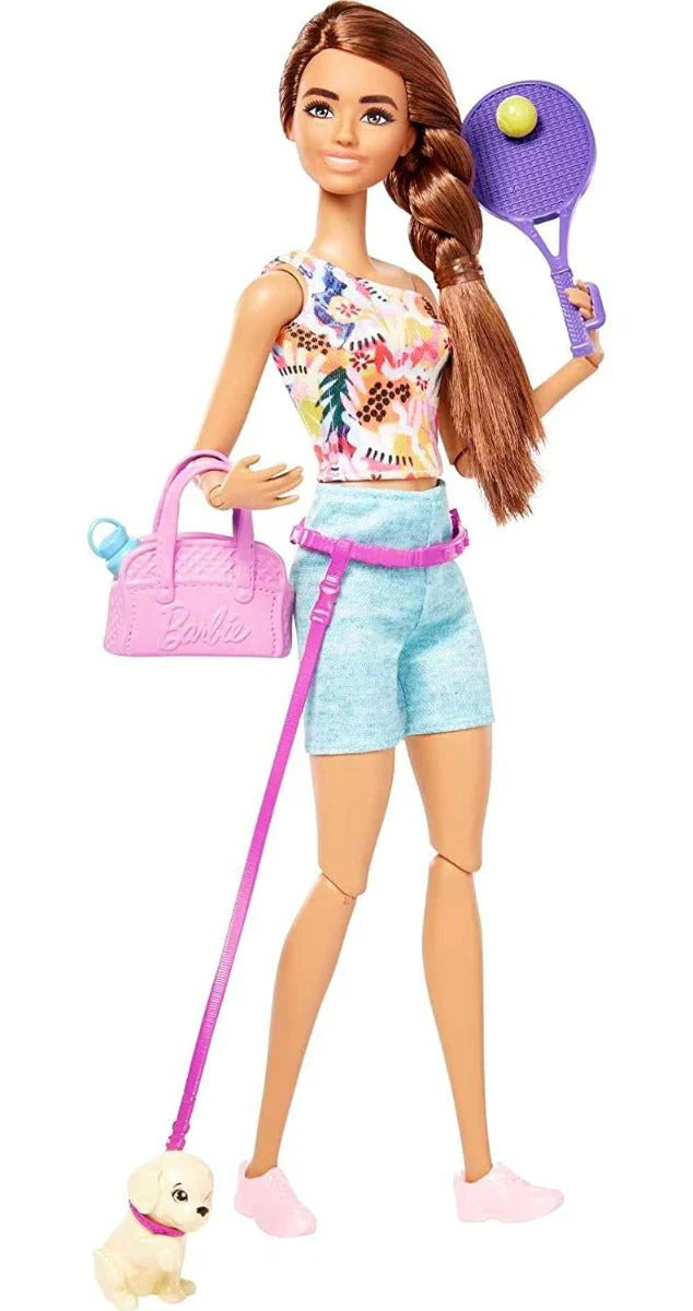 Barbie Wellness Workout Outfit Roller Skates and Tennis with Puppy HKT91 - Image 5