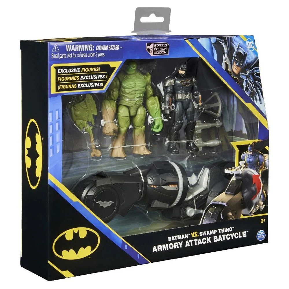 Batman DC Batman vs Swamp Thing Figure Battle Pack with Armory Attack Batcycle 6064766