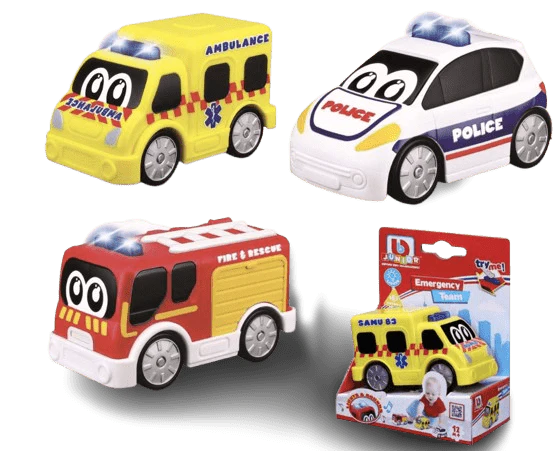 BBJunior Police Car, Fire Truck, Ambulance Free Wheeling 16-89110