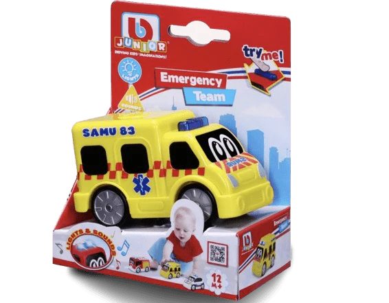 BBJunior Police Car, Fire Truck, Ambulance Free Wheeling 16-89110 - Image 4