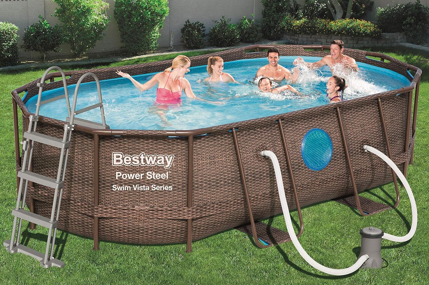 Bestway Oval Above Ground Pool With Swim Vista Porthole 5.49mx2.74mx1.22m 56716 - Image 10
