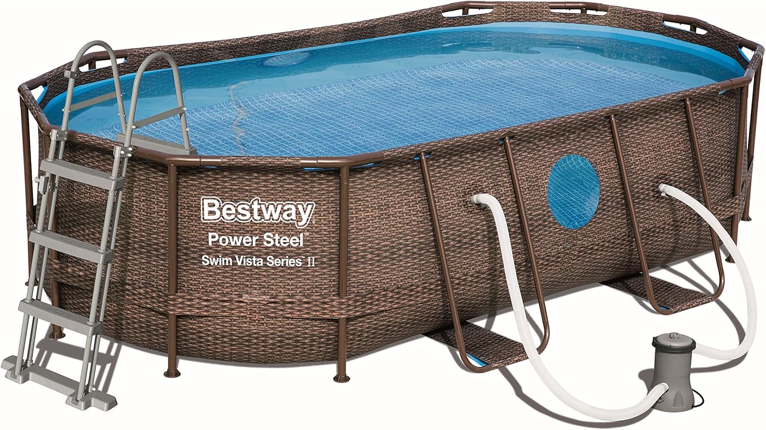 Bestway Oval Above Ground Pool With Swim Vista Porthole 5.49mx2.74mx1.22m 56716 - Image 2