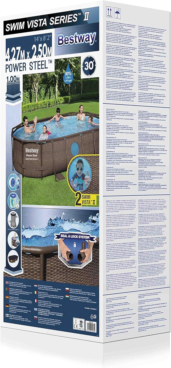 Bestway Oval Above Ground Pool With Swim Vista Porthole 5.49mx2.74mx1.22m 56716 - Image 8