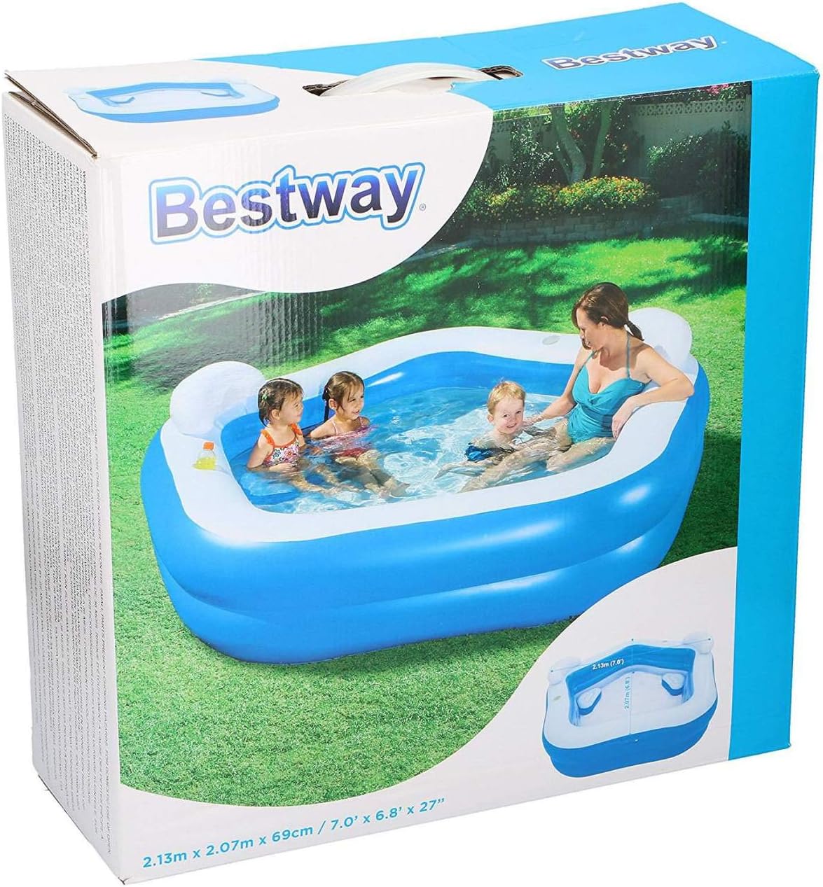 Bestway Pentagon Vinyl Family Fun Pool 2.13mx2.06mx69cm 54153