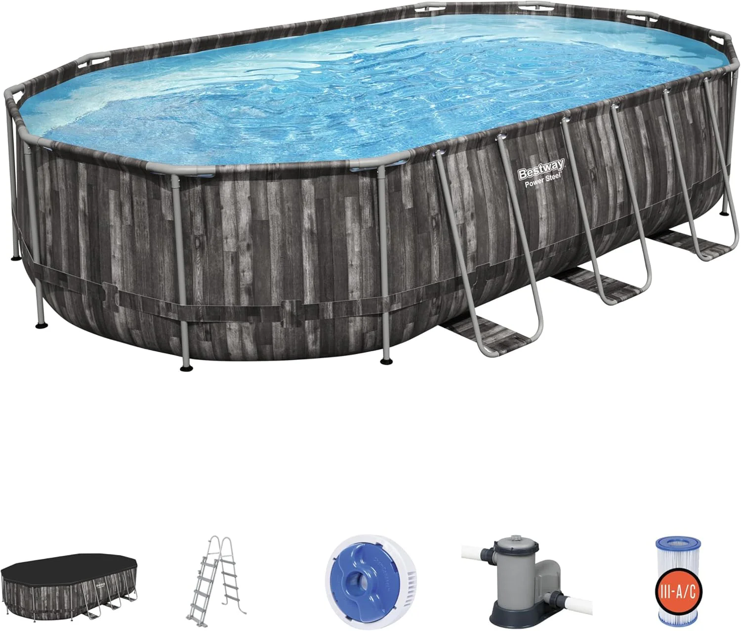 Bestway - Power Steel Oval Pool 6.10x3.66x1.22m 5611R