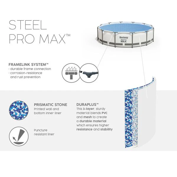 Bestway Steel Pro Max Round Frame Pool Set 3.05x76cm 56408 - Image 5