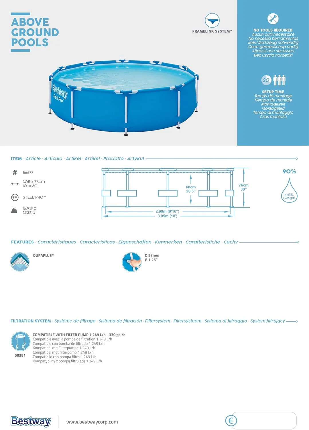 Bestway - Steel Pro Pool 305x76cm 56677/56677N - Image 8