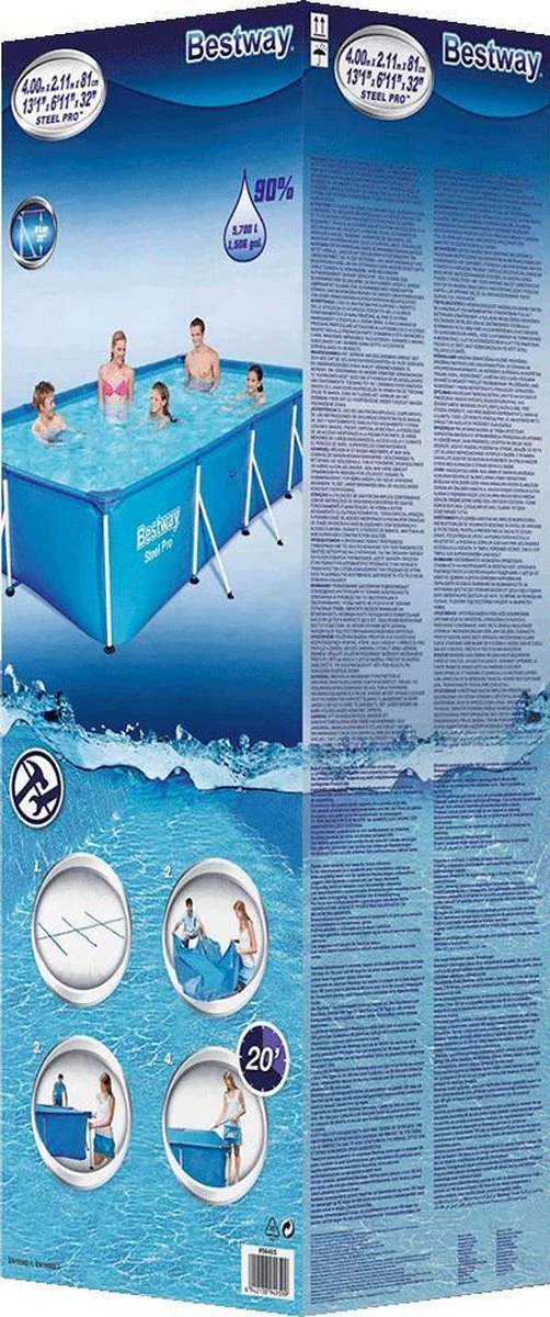 Bestway Steel Pro Power Pro Rectangular Frame Pool 4.00m x 2.11m x 81cm 56405 - Image 3