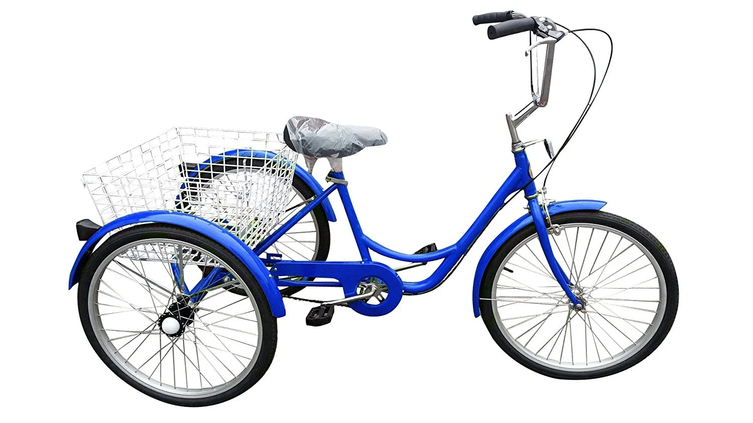 Bicycle 24 Inch Three Wheel with Basket Blue