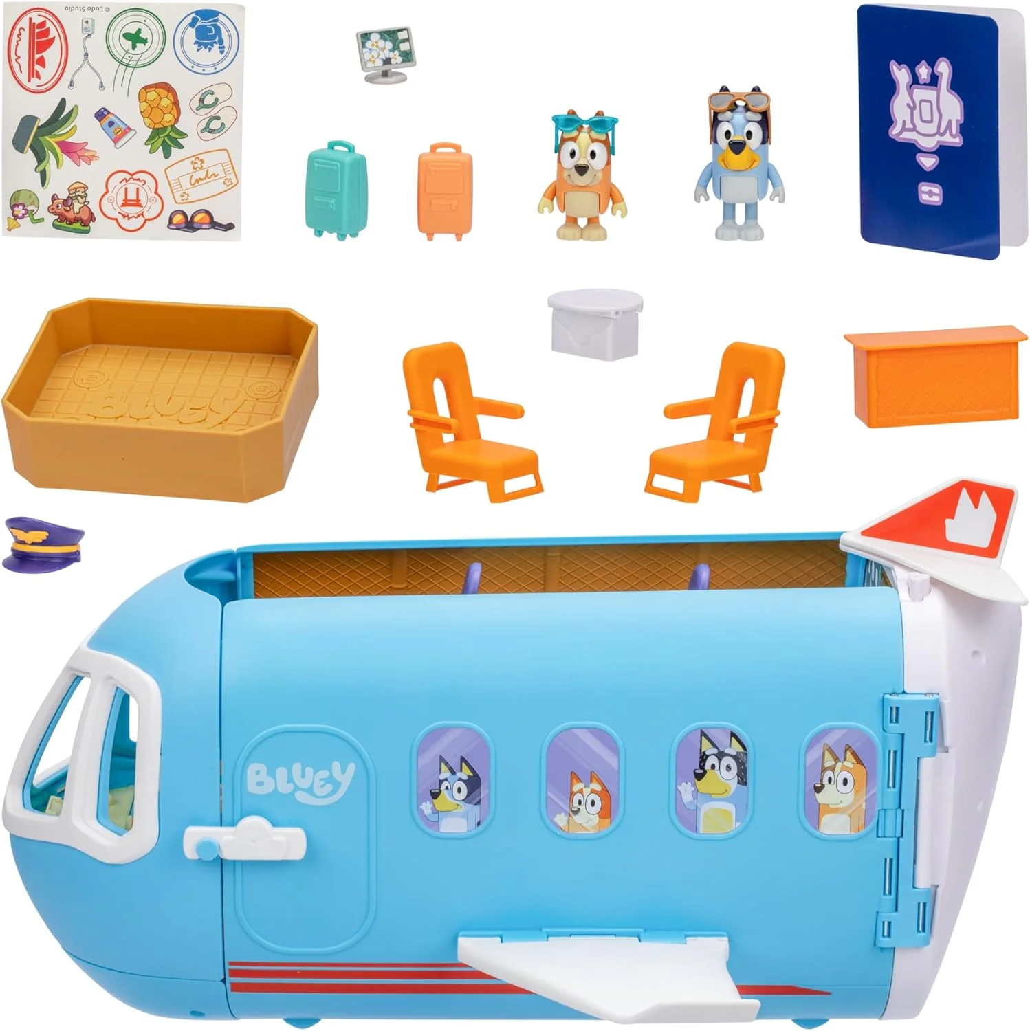 Bluey 3-in-1 Transforming Plane Playset – Plane, Resort & Boat | Lights, Sounds & Exclusive Bluey & Bingo Figures - Image 6