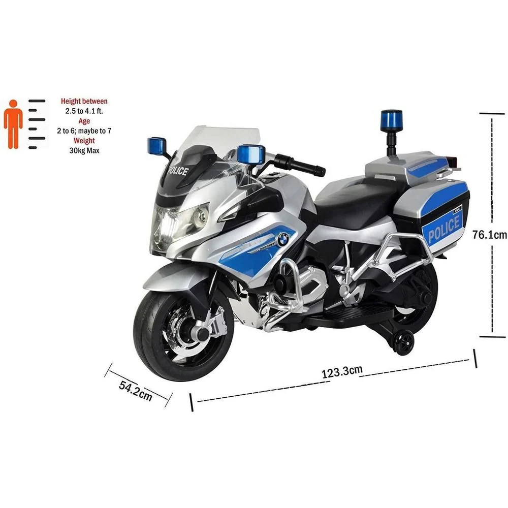 BMW 12V Ride-On Police Motorcycle – Silver - Image 2