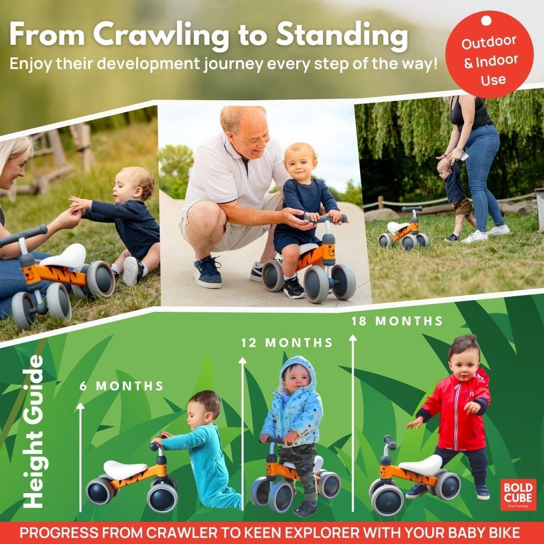 BOLDCUBE Baby Balance Bike Benny Tiger (Orange) - Image 4