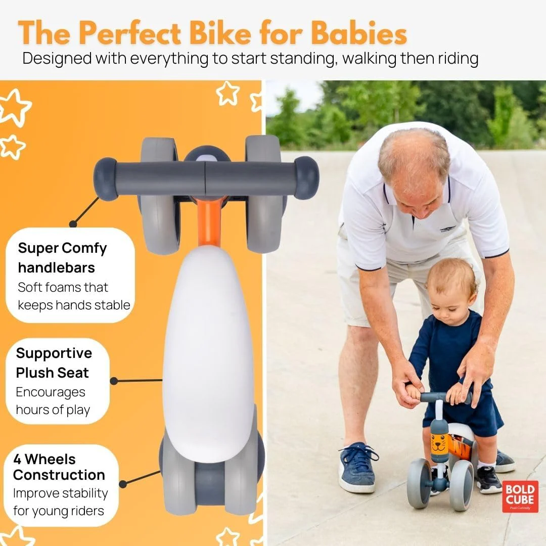 BOLDCUBE Baby Balance Bike Benny Tiger (Orange) - Image 7