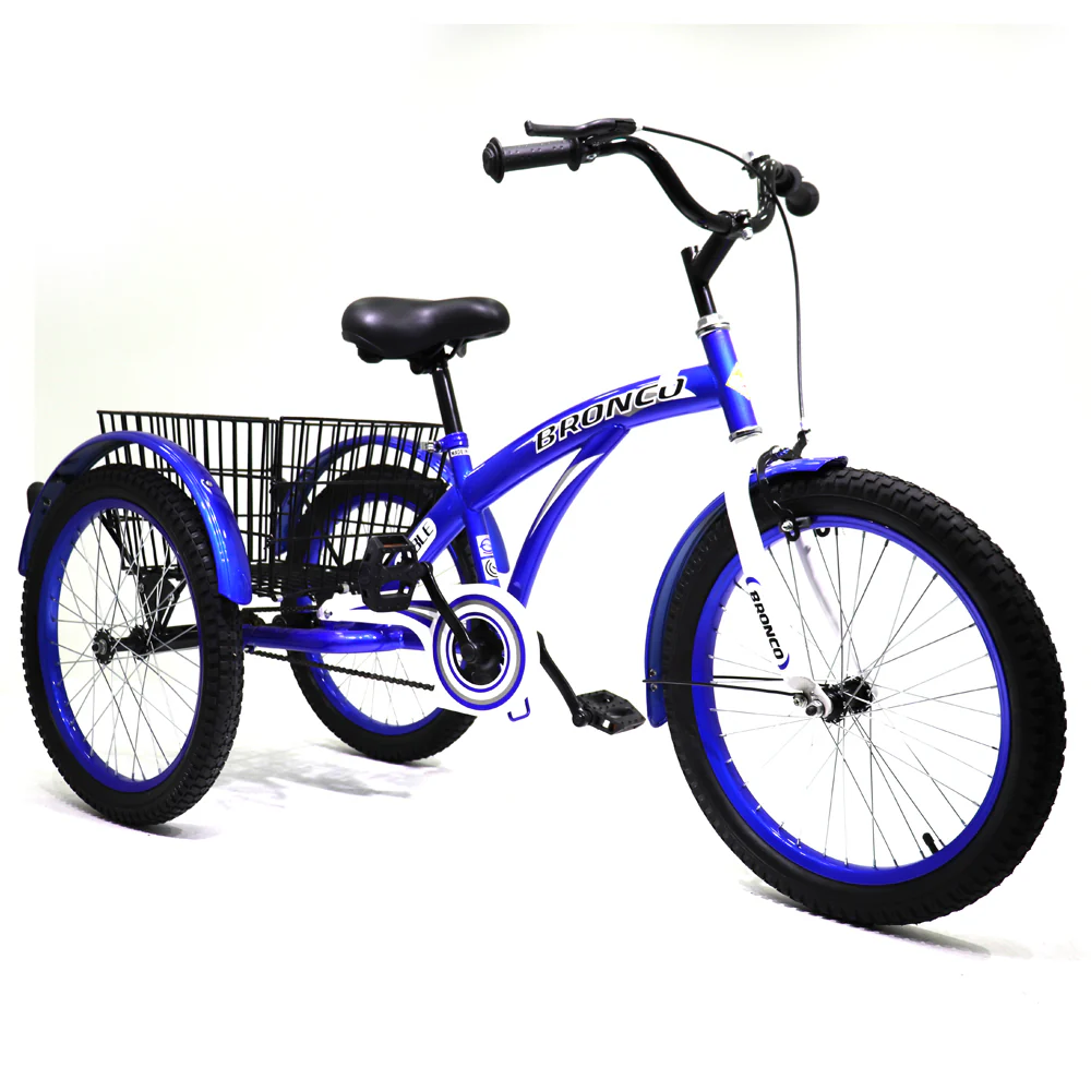 Bronco 20 Inch Three Wheel with Basket Blue
