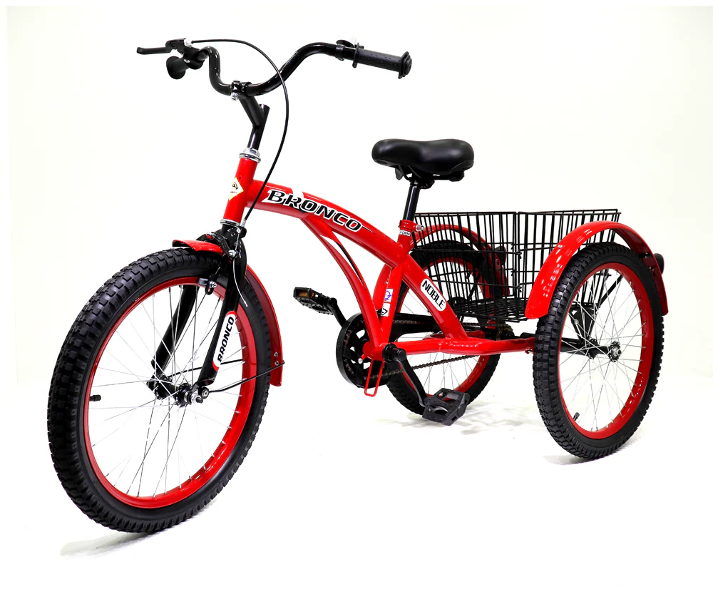 Bronco 20 Inch Three Wheel with Basket - Red