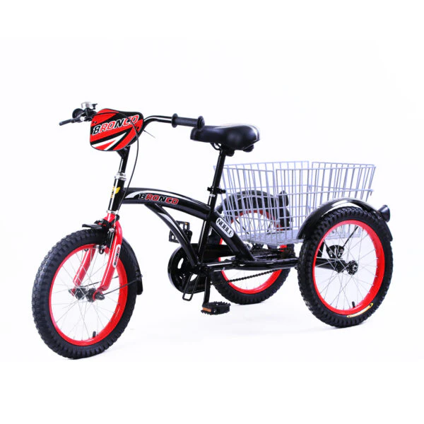 Bronco Classic Three Wheel Bicycle with Basket Black 16 Inch