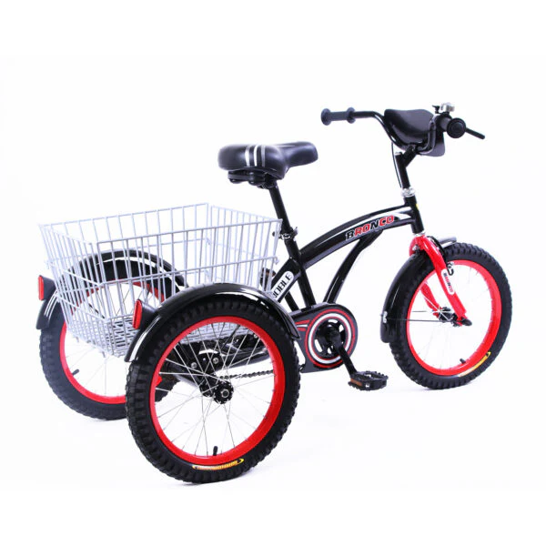 Bronco Classic Three Wheel Bicycle with Basket Black 16 Inch - Image 2