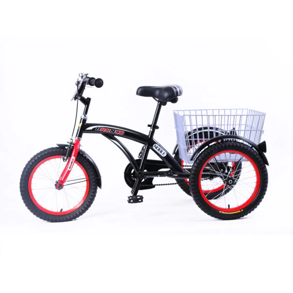Bronco Classic Three Wheel Bicycle with Basket Black 16 Inch - Image 3