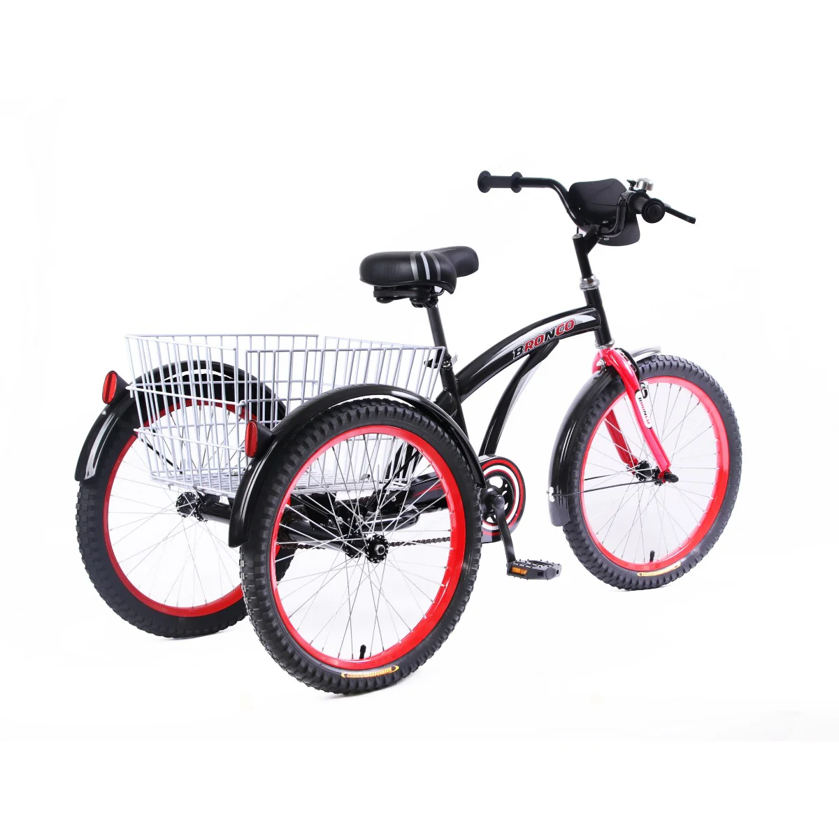 Bronco Classic Three Wheel Bicycle With Basket Black 20 Inch CL-2800 - Image 3