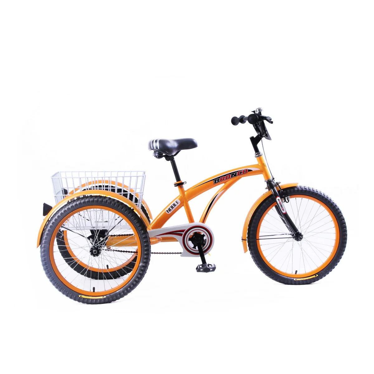 Bronco Classic Three Wheel Bicycle with Basket Orange 20 Inch - Image 2