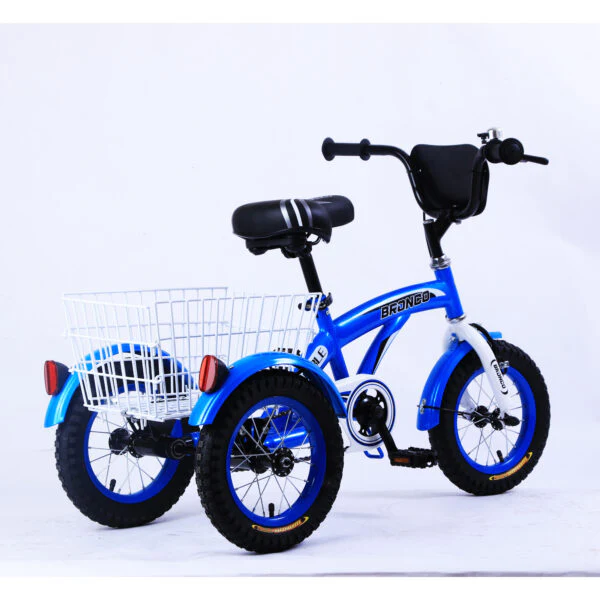 Bronco Three Wheel Bicycle with Basket 12 Inch Blue CL-2200 - Image 4
