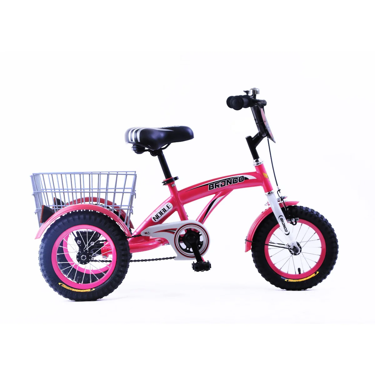 Bronco Three Wheel Bicycle with Basket 12 Inch Pink CL-2200 - Image 2