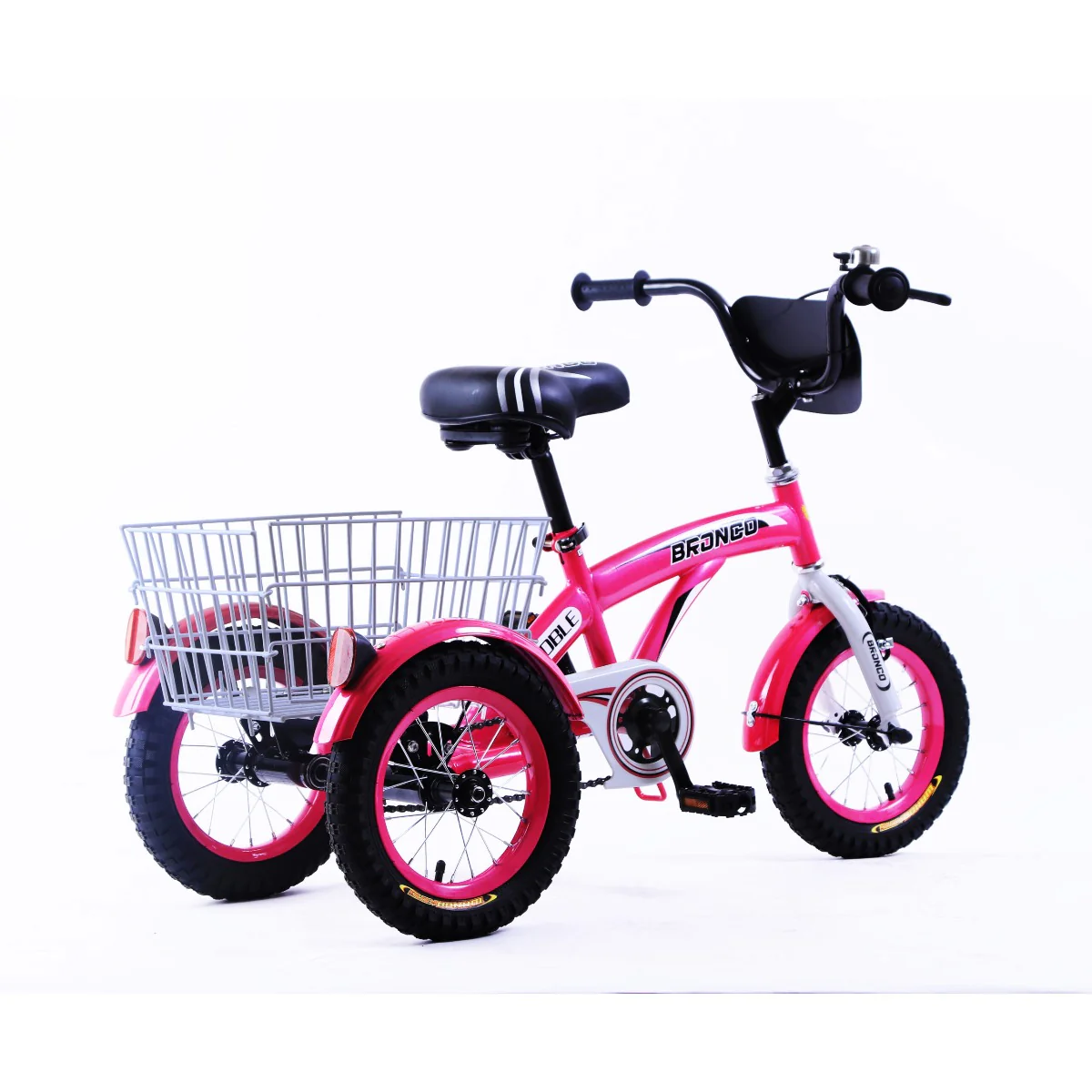 Bronco Three Wheel Bicycle with Basket 12 Inch Pink CL-2200 - Image 3