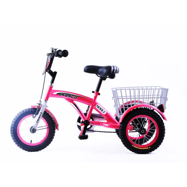Bronco Three Wheel Bicycle with Basket 12 Inch Pink CL-2200 - Image 4