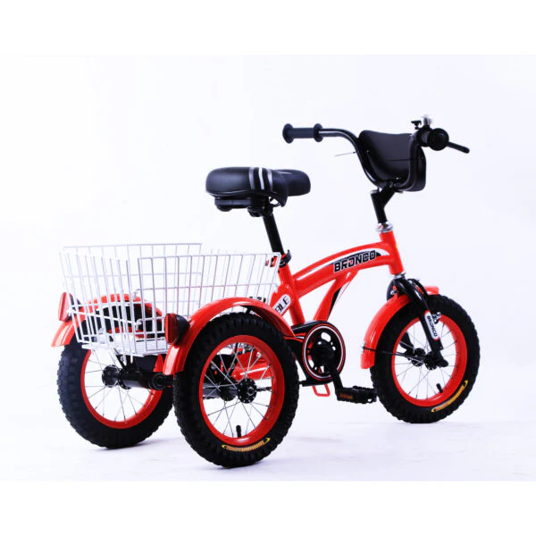 Bronco Three Wheel Bicycle with Basket 12 inch Red CL-2200 - Image 4
