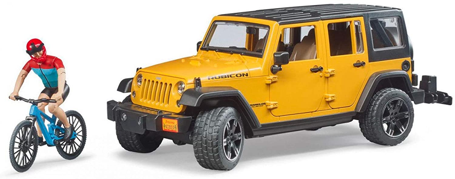 Bruder Jeep Wrangler Rubicon Unlimited with Mountain Bike and Cyclist 02543 - Image 4