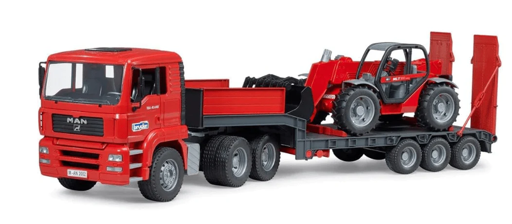 Bruder MAN TGA Truck with Low Loader Trailer and Manitou Telehandler 02774 - Image 2