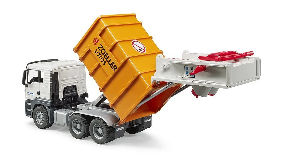 Bruder Man TGS Rear Loading Garbage Truck Orange 03762 - Image 3