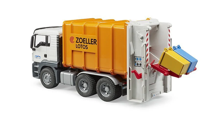Bruder Man TGS Rear Loading Garbage Truck Orange 03762 - Image 4