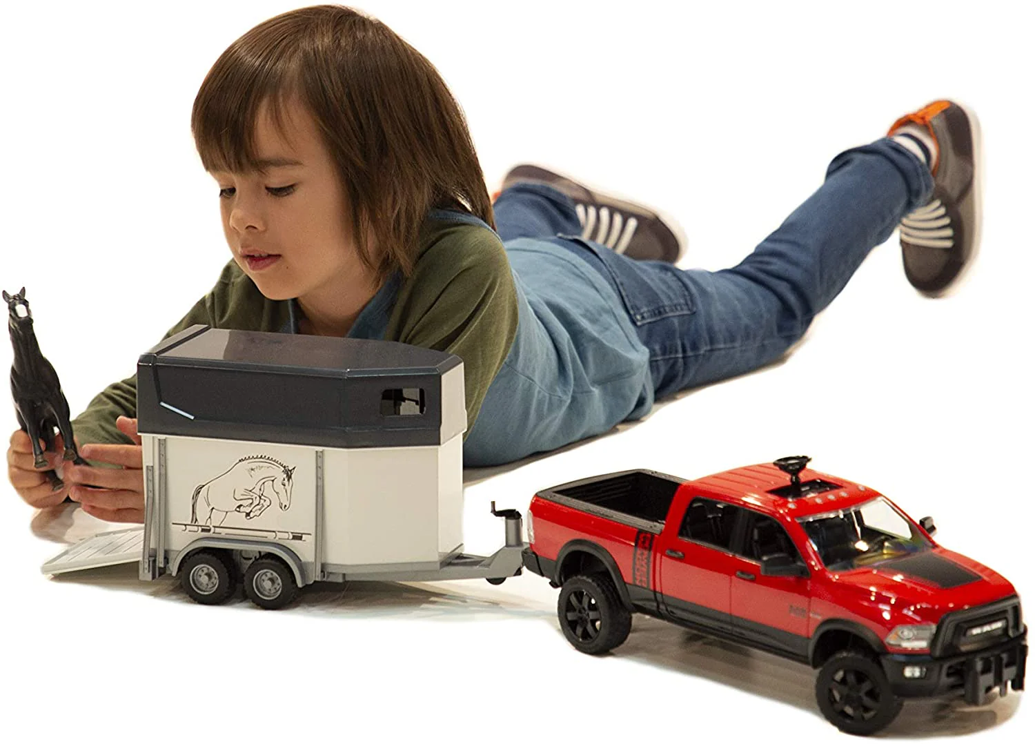 Bruder Ram 2500 Power Wagon with Horse Trailer - Image 3