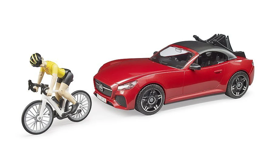 Bruder Roadster Car with Road Bike and Cyclist 03485 - Image 3