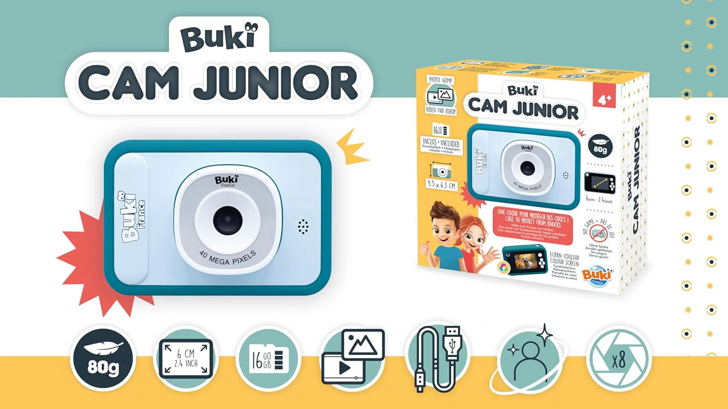Buki France Kids Camera 40MP PV011 – 1080P Video - Image 5