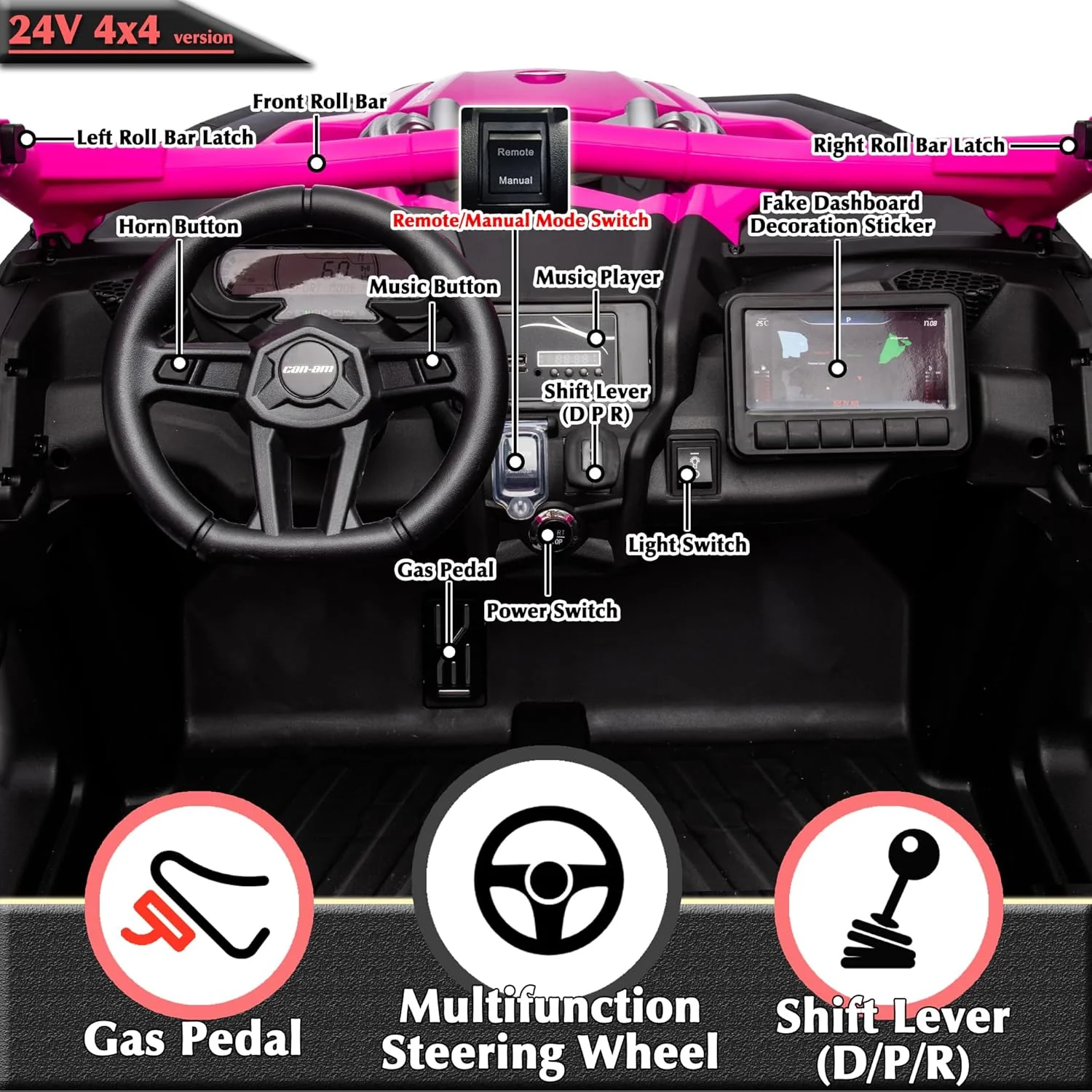 Can-Am Maverick Turbo RR Truck 24V 7AH/4M Pink DKCA001/LB-1000EL - Image 2