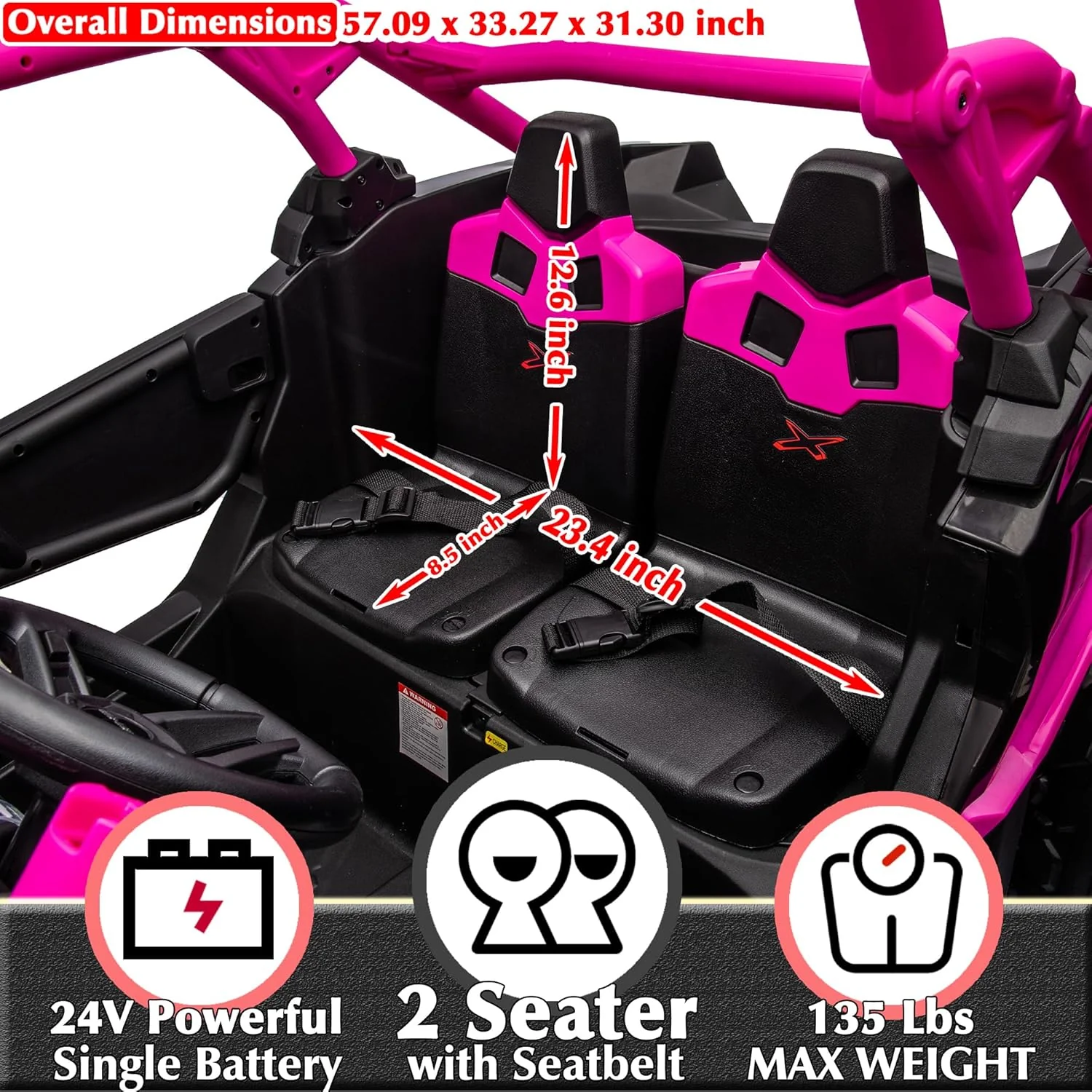 Can-Am Maverick Turbo RR Truck 24V 7AH/4M Pink DKCA001/LB-1000EL - Image 5