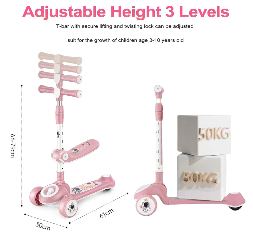 Child Scooter with Music Pink Y-ST3107 - Image 2