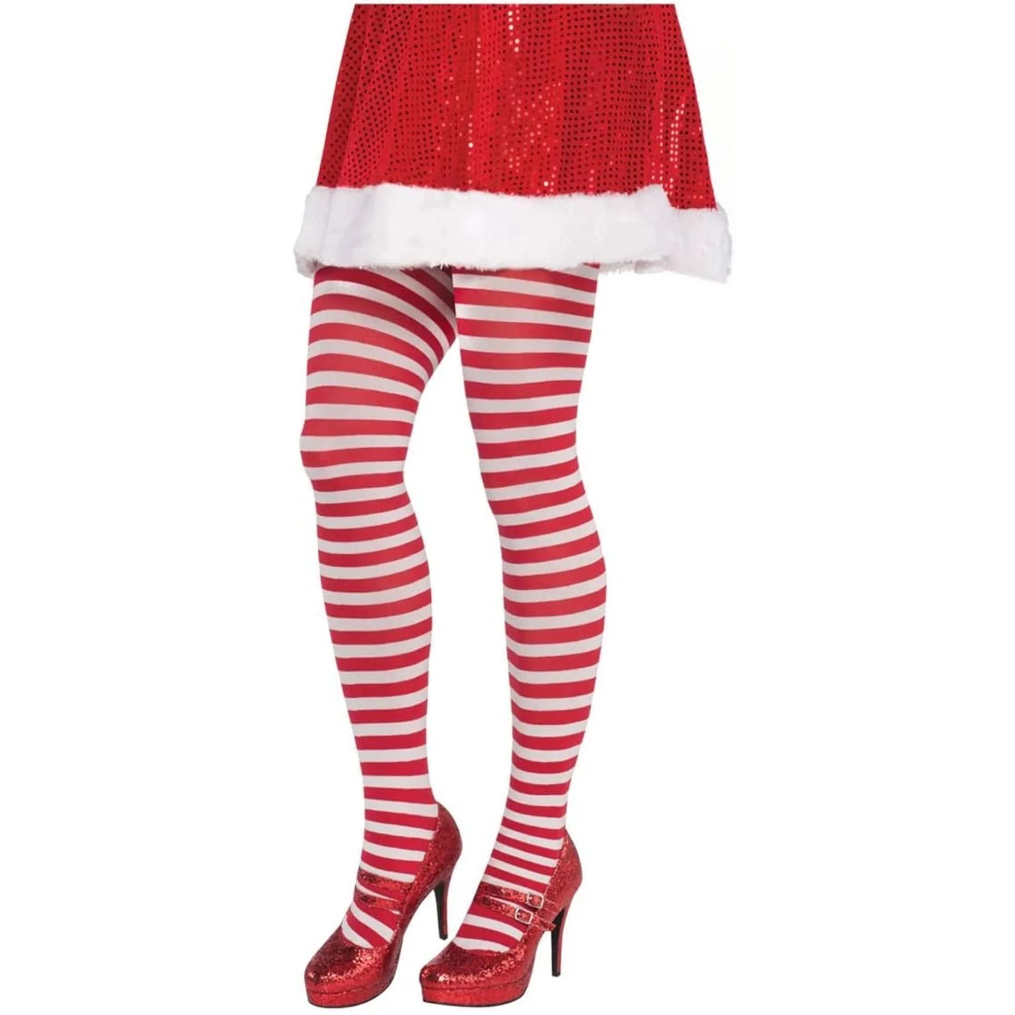 Christmas Candy Stripe Tights Plus Size 398950