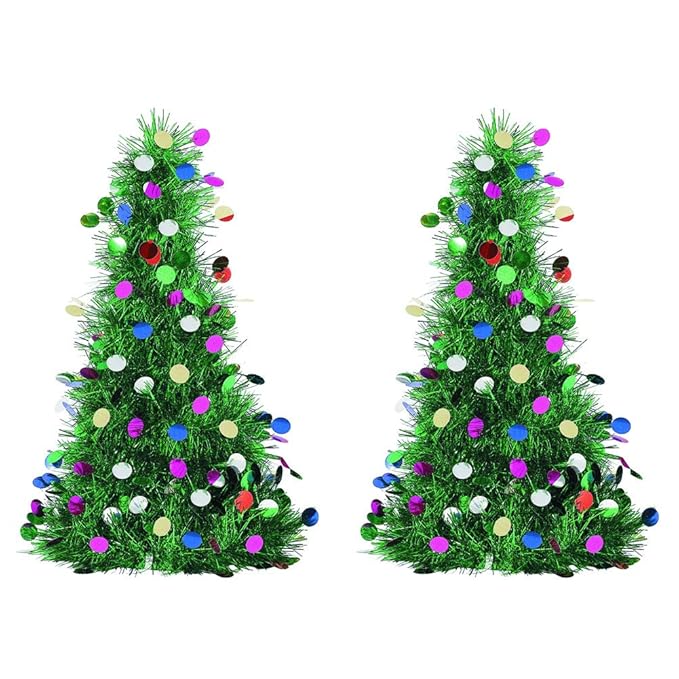 Christmas Green Tinsel Tree Centrepiece 10-Inch 240599