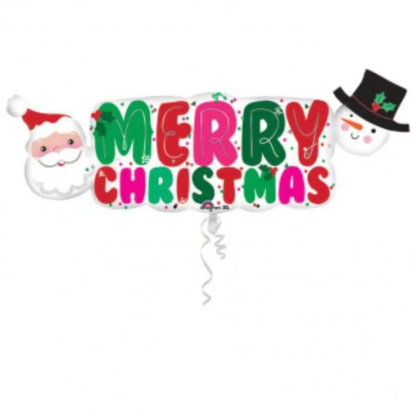 Christmas P35 Santa & Snowman Banner Supershape Balloon 3397001