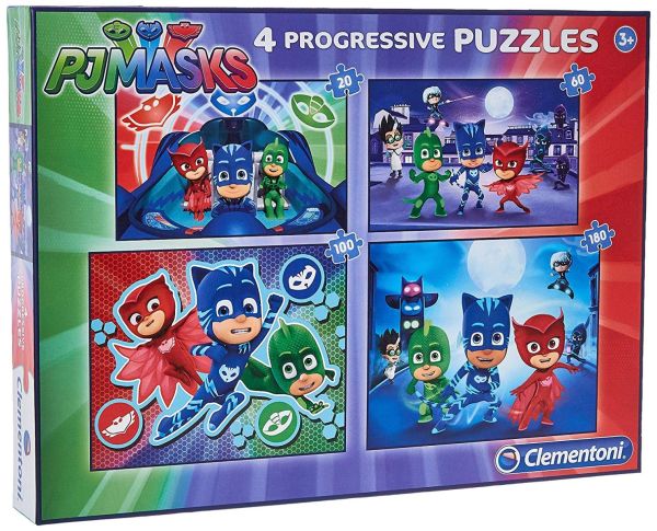 Clementoni 4 In 1 Puzzle Pj Masks, Multi-Colour, (20, 60, 100, 180 Pieces)