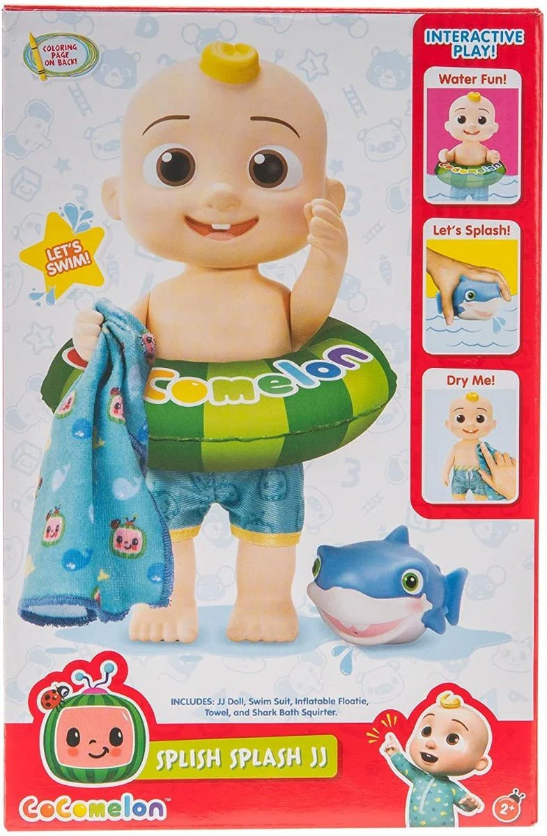 Cocomelon Splish Splash JJ Doll with Shark Bath Squirter CMW0306